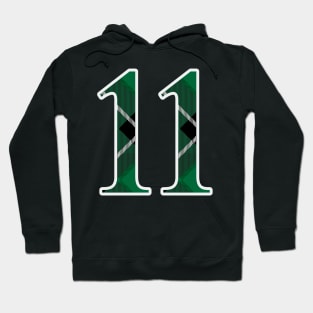 11 Sports Jersey Number Green Black Flannel Hoodie